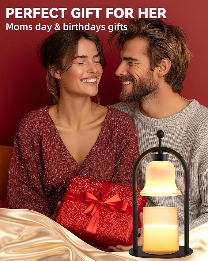 Candle Warmer Lamp with Timer Dimmable, Vintage Black Home Decor for Bedroom, Housewarming Birthday Gifts for Women Mom, Wax Melter Warmer for Jar Candles with 2 Bulbs