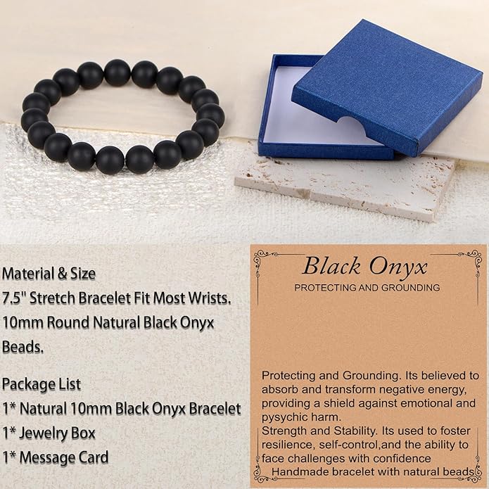 LPBeads Handmade Natural Gemstone Stretch Elastic Bracelet Healing Crystal Round Stone Beads Jewelry Gifts for Women Men