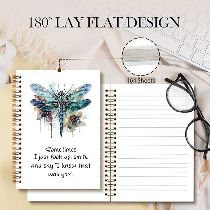 Dragonfly Gifts Notebook Journal, Dragonfly Gifts for Women Spiral Notebook, Dragonflies Memorial Notebooks Gifts for Loss Loved Ones Women Men, Dragonflies School Office Supplies, 6x8.2In