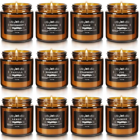 12 Pcs Scented Candles with Added Natural Essential Oils, 3.05oz, Suitable for Various Festivals, Parties, Yoga, and Home Scene
