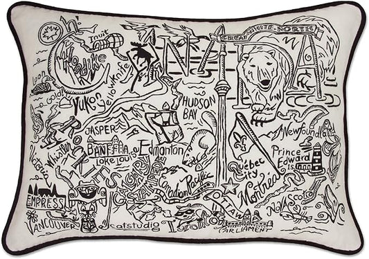 Catstudio Canada Hand-Guided Machine Embroidered Decorative Throw Pillow