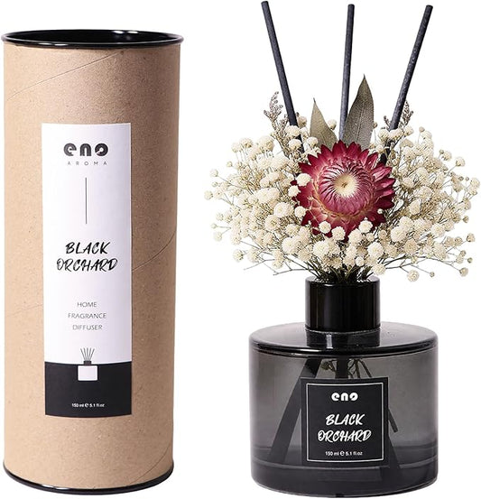 Flower Reed Diffuser Set, Essential Oils Scented Diffuser with Sticks, Home Fragrance Reed Diffuser for Bathroom Shelf Decor, 5.1oz / 150ml