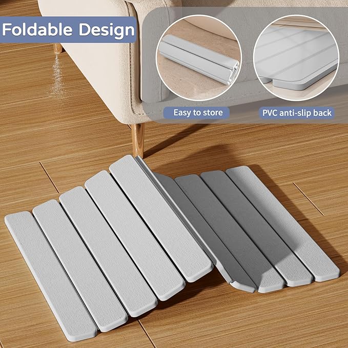 Foldable Stone Bath Mat, Quick Dry Stone Drying Mats for Bathroom, Super Absorbent Rollable Bath Mat, Non Slip, Large Diatomaceous Earth Dish Drying Mats for Kitchen Counter, 23.5 x 15.4in