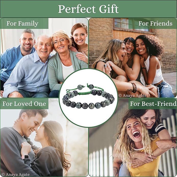 Energy Protection Crystal Handmade Adjustable Bead Bracelet Perfect for Men, Women’s Gift - Gemstone Healing Stretch Bracelet Pulsera Para Hombre Mujer Stocking Stuffer