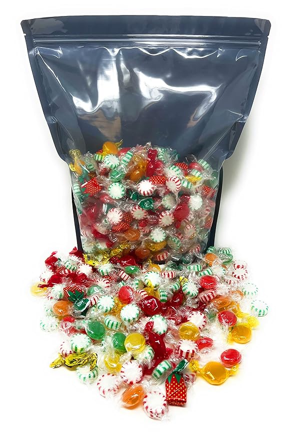 Halloween American Old Fashioned Hard Candy - 6 lbs - Peppermint and Spearmint Starlights, Cinnamon Disks, Butterscotch, Strawberry Jelly Filled Candy and Fruity Hard Candy - Bulk Holiday Classics Assortment- Individually Wrapped, 96 oz.