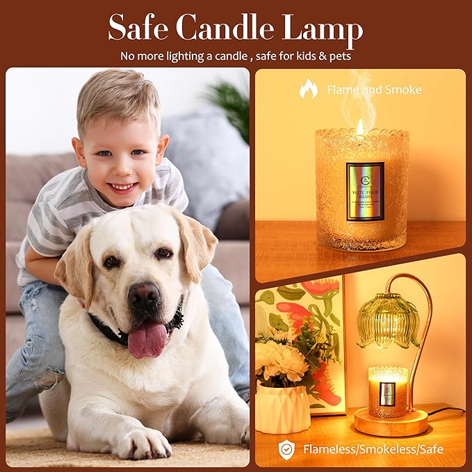 Flower Candle Warmer Lamp with Timer & Dimmer - Fits All Jar Scented Candles - Valentine's & Mother's Day Gift for Women，Mom，Her