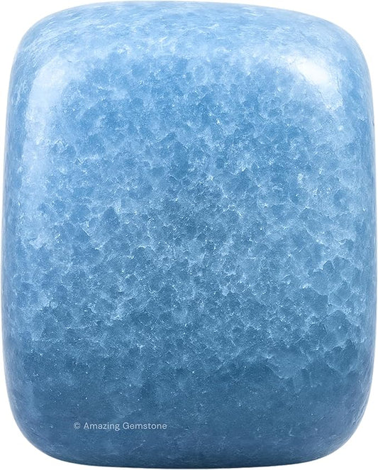 Amazing Gemstone Blue Calcite Crystals and Healing Stones Tumbled - 1 oz Natural Healing Stones for Energy Balance, Stress Relief - Premium Polished Gems Rocks for Meditation and Wellness