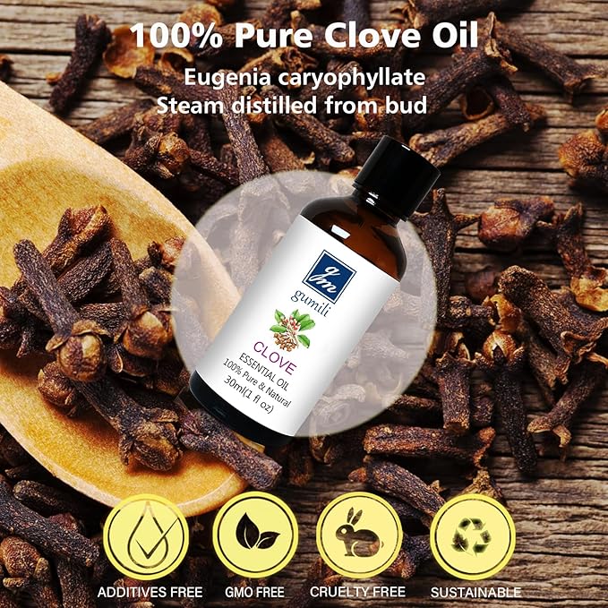 Clove Oil 1 Oz, 100% Pure Clove Bud Essential Oil for Teeth and Gums, Natural Aromatherapy Essential Oils for Diffuser, Skin and Hair Care