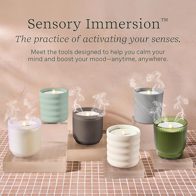 Lifelines Flameless Candle Aromatherapy Essential Oil Diffuser with ClickWick Essential Oil Blend - Cordless & Waterless Diffuser for Home - Scented Electric Candles Blow Out Flame - Cream Bubble