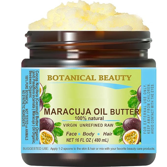 Botanical Beauty MARACUJA OIL BUTTER RAW 100% Pure Natural VIRGIN UNREFINED Cold-Pressed Carrier for Face, Skin, Body, Hair, Lip, Nails. Rich in Vitamin E (16 Fl Oz)