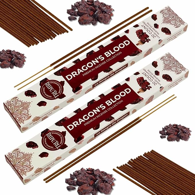 Dragons Blood Incense Sticks for Protection - Total 120 Insence-Sticks - 6 Packs of 20 Insense - Inciensos - Inscents - Natural Non Toxic Ingredients - Incents - Incence - Inscense - Insents