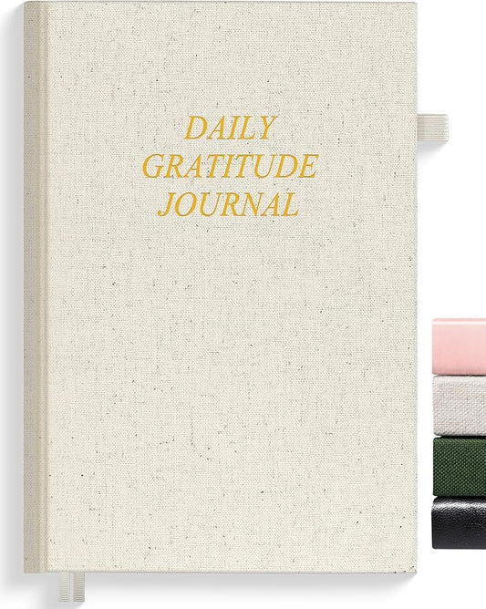 SUNEE Daily Gratitude Journal – Simple 5 Minute Journal for Daily Reflection, Build Positivity and Mindfulness, Undated Minimalist Planner for Women & Men (Beige)