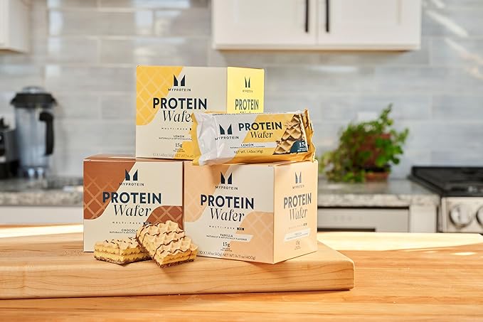 Myprotein Protein Bars, Crispy Protein Wafers, 15g High Protein Snacks, Box of 10 Lemon Wafers Packs, Milk & Whey Protein Isolate, Light & Crunchy