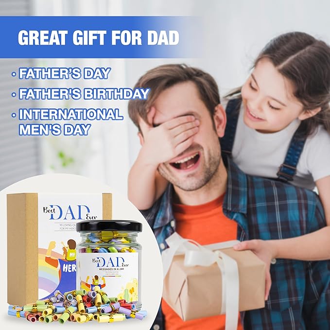 90 Messages in a Jar for Dad with NFC Keychain, Dad Birthday Gift, Gifts for Dad, Christmas Gifts for Dad, Dad Gifts from Daughter, Best Dad Ever Gifts, Dad Gifts