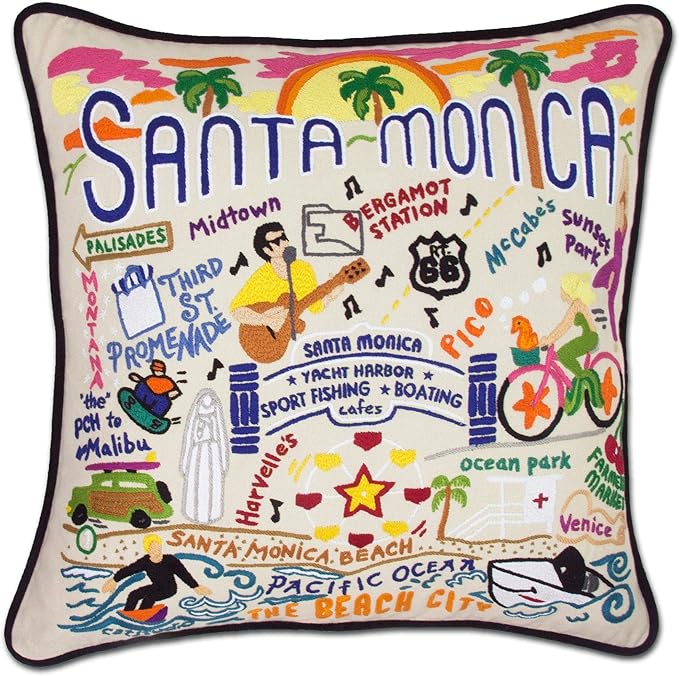 Catstudio Santa Monica Embroidered Decorative Throw Pillow