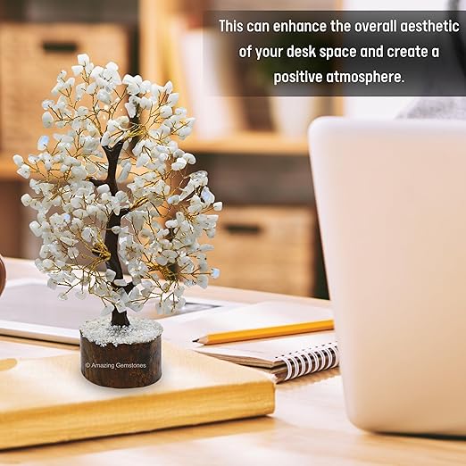 Amazing Gemstone Crystals and Healing Stones Birthday Gifts for Women - Rainbow Moonstone Crystal Tree of Life Home Decor Stocking Stuffers, Bookshelf, Room, Meditation Gift Unique Birthday Gifts