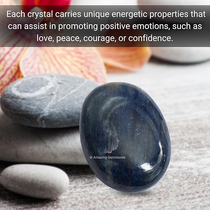 Amazing Gemstone Blue Aventurine Crystals and Healing Stones - Large Palm Stone Crystals Piedra - Crystal for Good Luck, Positive Energy, Meditation - Unique Stocking Stuffers and Gifts for Women, Men