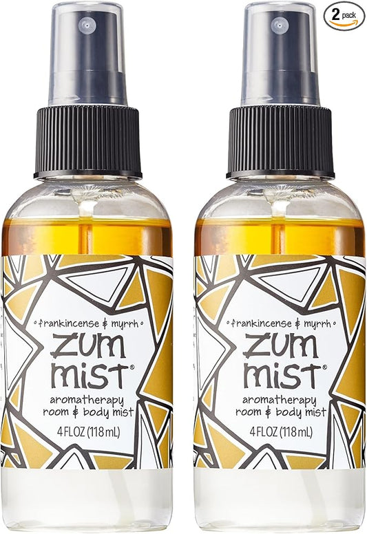 Indigo Wild Zum Mist Room & Body Spray - Aromatherapy Essential Oil Spray - Natural Body Mist & Room Spray - Frankincense & Myrrh Scent - 4 fl oz (2 Pack)