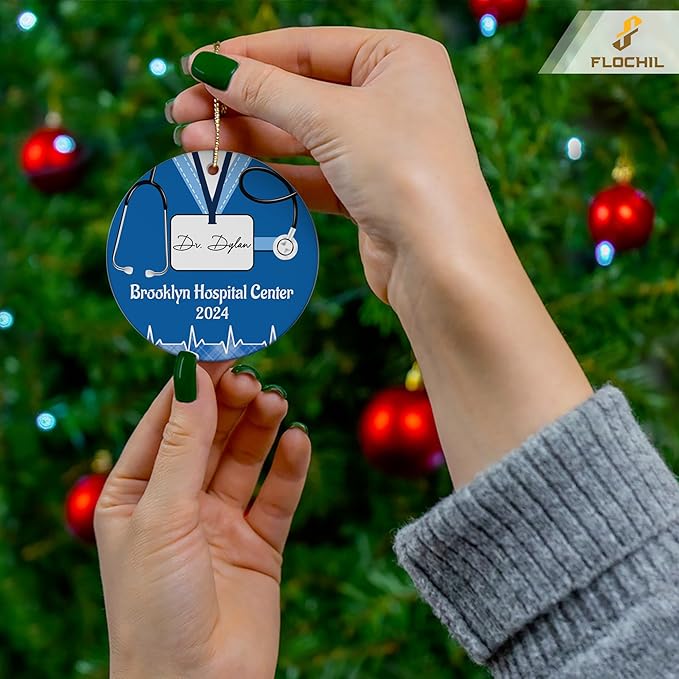 FLOCHIL Personalized Doctor Christmas Ornaments, Custom Ornaments Doctor with Name, Best Doctor Ornament, Gifts for Women, Christmas