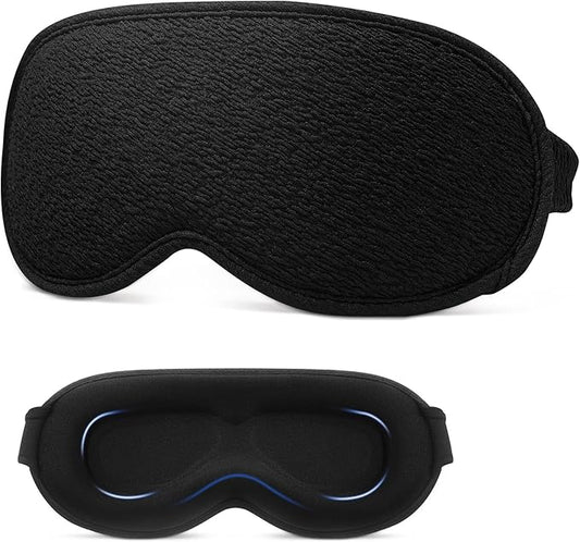 3D Contoured Sleep Mask, Light Blocking Eye Masks for Sleep, Breathable and Washable Sleeping Mask for Women Men, Adjustable Sleeping Eye Mask for Travel, Nap, Car and Office