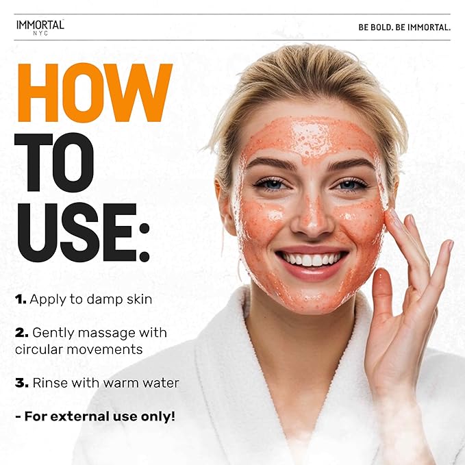 Immortal NYC Apricot Crush Face & Body Scrub Mask Gel- Moisturizing and Exfoliating Body, Face, Hand, Foot Scrub - Fights Acne, Fine Lines & Wrinkles, Great Gifts For Women & Men - 10 oz