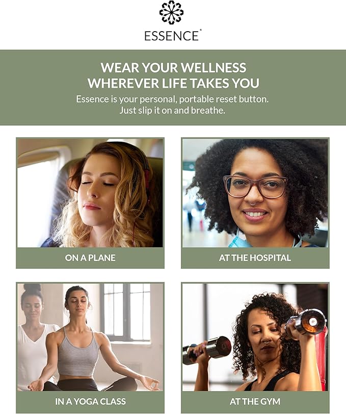 Essence Wearable Aromatherapy Nasal Diffuser – Lemongrass Essential Oil Nose Ring Silicone Inhaler for Stress & Mood Support - Made in USA & Travel-Friendly (3 Pack)