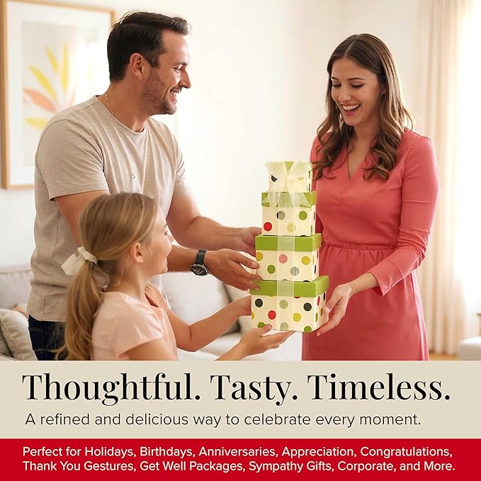 Broadway Basketeers Gift Basket Tower | Gourmet Food Gift Basket with Sweet & Savory Treats | Perfect Thank You Gift Baskets for Birthdays, Holidays, and Celebrations | Premium Snack Gifts