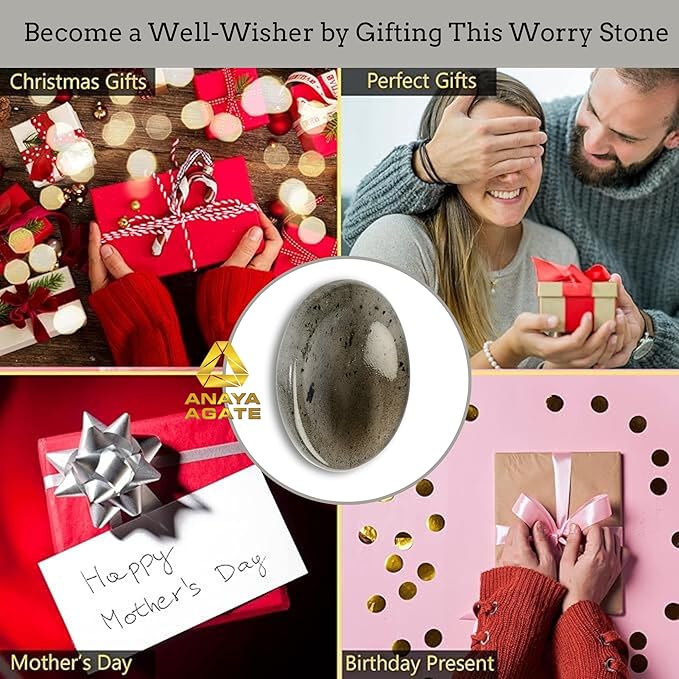 Iolite Worry Stones – Crystal Thumb Worry Stone for Anxiety, Stress – Relaxing and Soothing Balance Stones for Meditation, Stress Relief – Healing Stones and Crystals for Men and Women