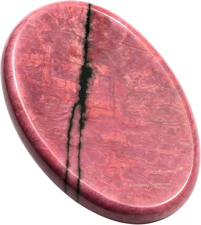 Amazing Gemstone Rhodonite Worry Stone - Pink Crystal for Stress Relief & Meditation
