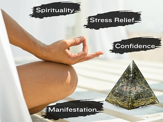 Amazing Gemstone Organite Orgone Pyramid Extra Large 105 MM - Orgone Energy Pyramid with Pyrite Crystals and Healing Stone - Orgonite Pyramids Crystals and Positive Energy