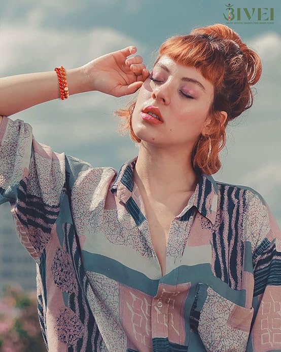 Bivei Natural Gemstone Semi Precious Healing Crystals Handmade Stretchy Round Beads Bracelet, Enhance Positive Energy