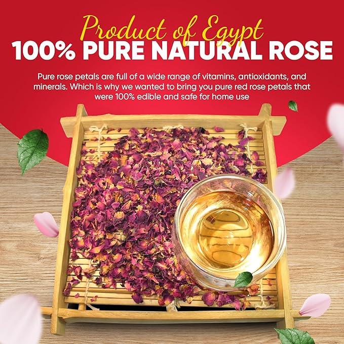 Greenhilltea Premium Dried Rose Petals - Caffeine Free Rose Tea - Edible Flowers for drinks, Baking, Desserts, Cocktails, Wedding Toss & Herbal Tea Infusions 1 LB