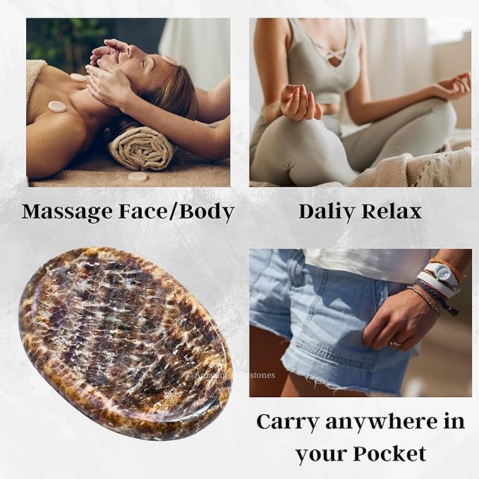 Amazing Gemstone Aragonite Worry Stone Crystals and Healing Stones - Worry Stones for Stress Relief Gift - Piedra Crystal Fidget for Meditation, Relaxation - Unique Stocking Stuffers & Birthday Gifts