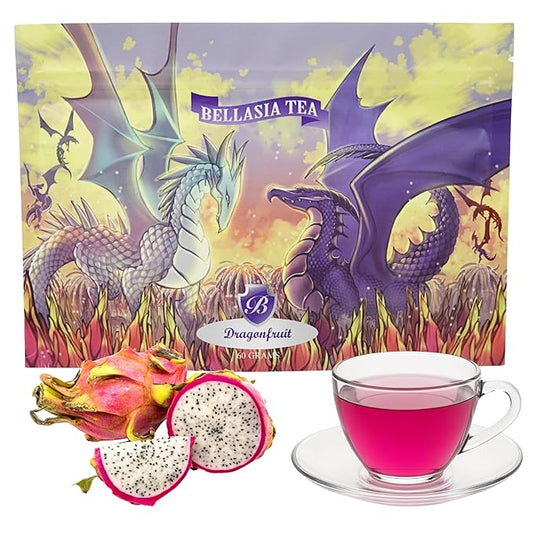 Bellasia Tea Dragon Fruit for Kids Using Real Fruit Pieces - Caffeine Free Herbal Tea Blend with Real Ingredients & Balanced Flavor- Add Loose Leaf Tea to Your Child’s Routine for A Fun & Tasty Drink