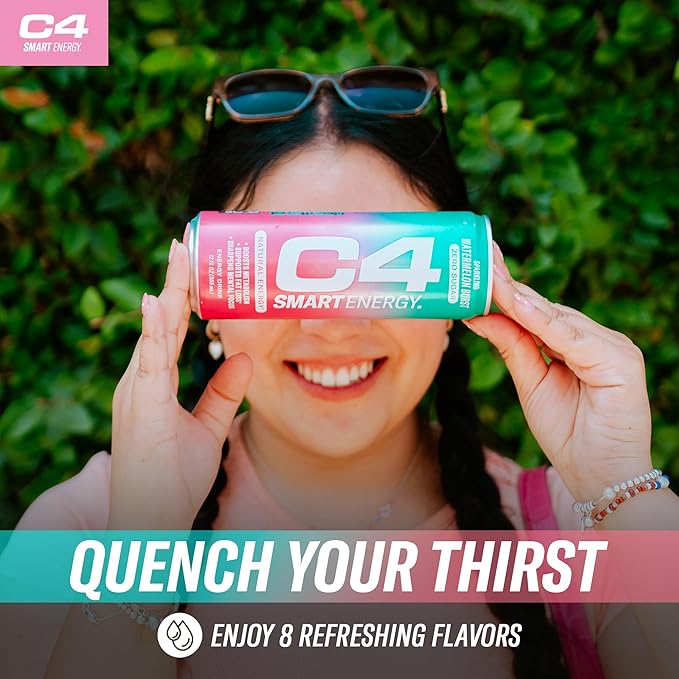 C4 Smart Energy Drinks Variety Pack Bundle (24 Pack) | 4 Flavor Tropical Oasis Variety 12 Pack + 4 Flavor Berry Breeze Variety 12 Pack
