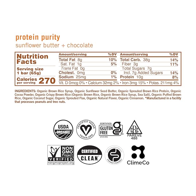 GoMacro MacroBar Organic Vegan Protein Bars - Sunflower Butter + Chocolate (2.3 Ounce Bars, 12 Count