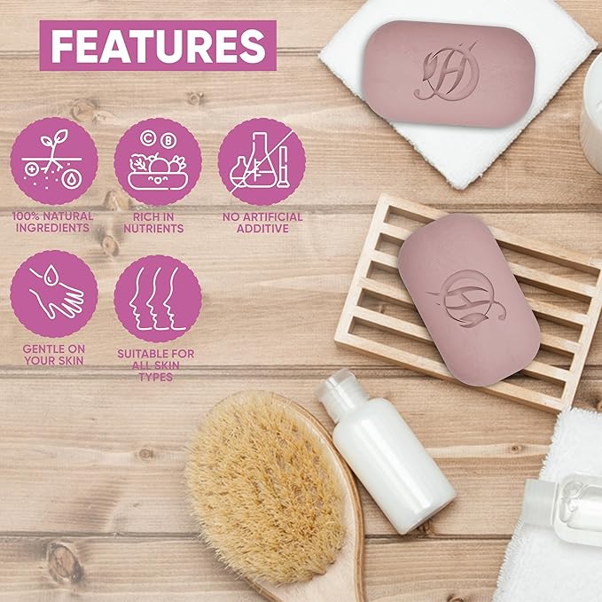 HERBOGANIC Ginger Extract, Cornstarch and Rose Water Herbal Soap | Pack of 6 of 5oz soap Bar | Ideal for Men and Women, Soothing and Nourishing Soap for Moisturization