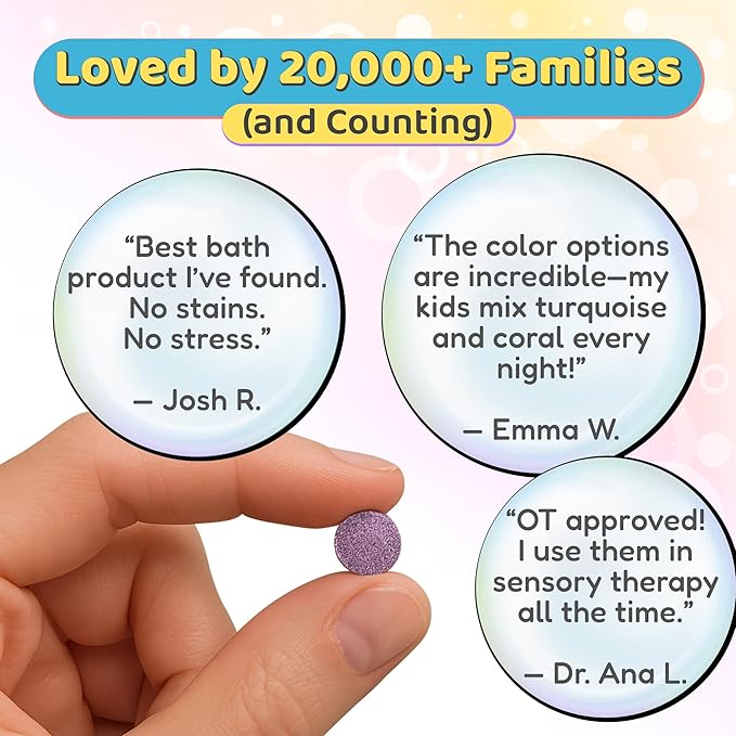 Color MyBath – Bath Color Tablets for Kids, 300 Count Jar – Color Changing, Non-Toxic, Non-Staining, Fragrance-Free – Mix Your Own Rainbow, Fun & Educational – Made in USA (1-Pack)