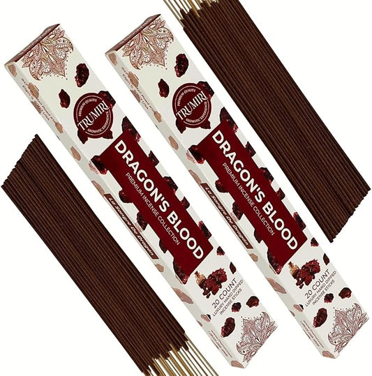 Dragons Blood Incense Sticks for Protection - Total 40 Insence-Sticks - Dual Pack of 20 Insense - Inciensos - Inscents - Natural Non Toxic Ingredients - Incents - Incence - Inscense - Insents