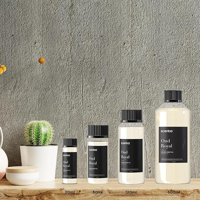 Scentia Oud Royal Fragrance Oil Inspired by TF's Oud Wood Perfume, Refill Diffuser Oil, Perfume Dupe, Aromatherapy Essential Oil Fragrance Set for Cold Diffusers, Candle Making | 500ml, 16.9Fl Oz