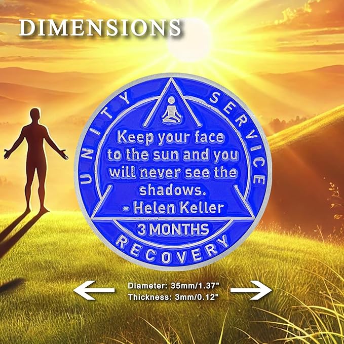 3 Month Sobriety Coin 90 Day Sobriety Chips AA Chip AA Coins Sober Chip Token Recovery Medallion NA Chips NA Coins from 1 to 12 Month Plastic case Included-Baking Paint Process