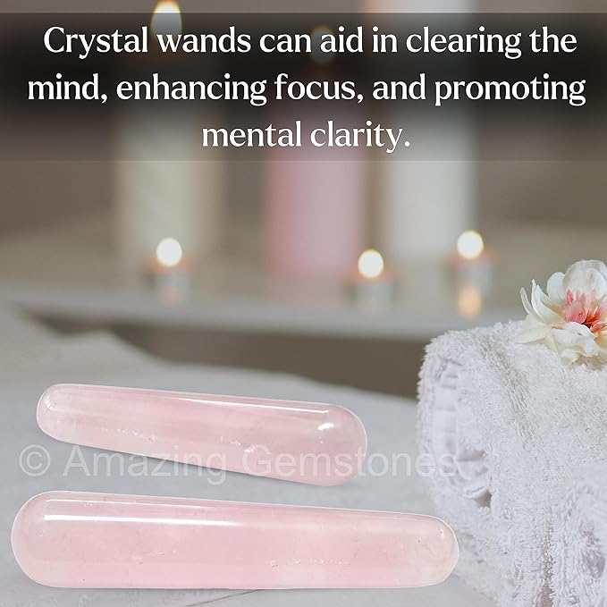 Amazing Gemstone Rose Quartz Crystal Wand Massage Stick - Pelvic Wand Gua Sha for Adults - Crystals and Healing Stones Massage Wands for Adults Gifts (Smooth)