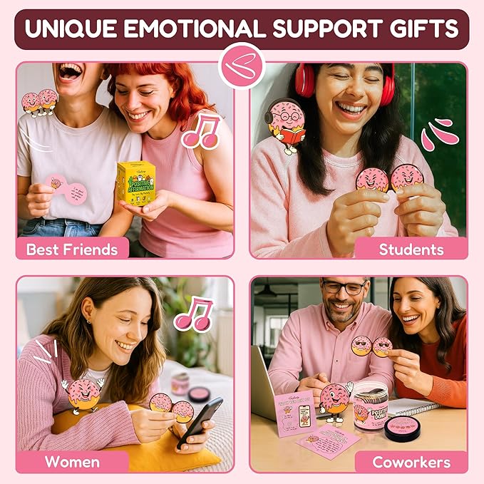 Emotional Support Donut Jar - Funny Affirmation Cards For Teen Girl Gifts Trendy Stuff, Cute Teachers Back To School Gifts, Motivational Cards Mini Christmas Gift For Coworker, Friend