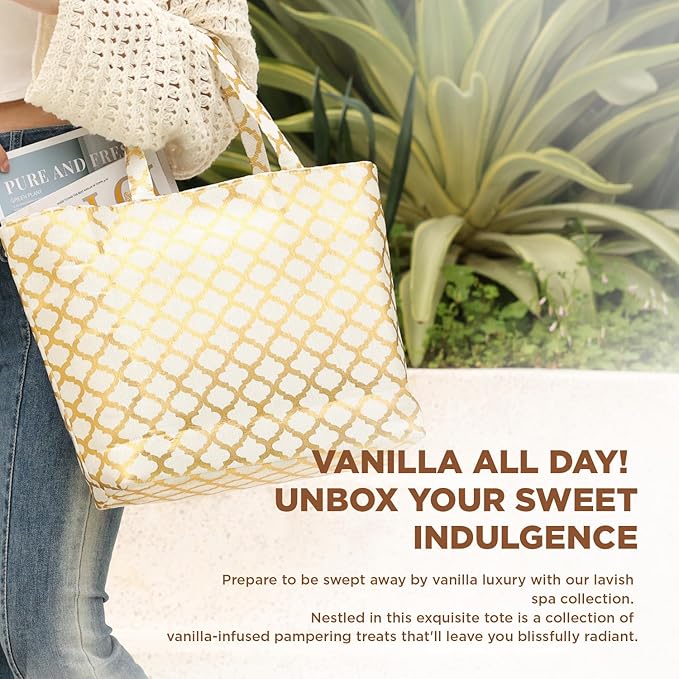 Spa Luxetique Gift Baskets for Women,15 Pcs Vanilla Spa Gifts for Women, Women's Gifts with Bubble Bath, Bath Salt, Bath Bombs, Christmas Spa Baskets