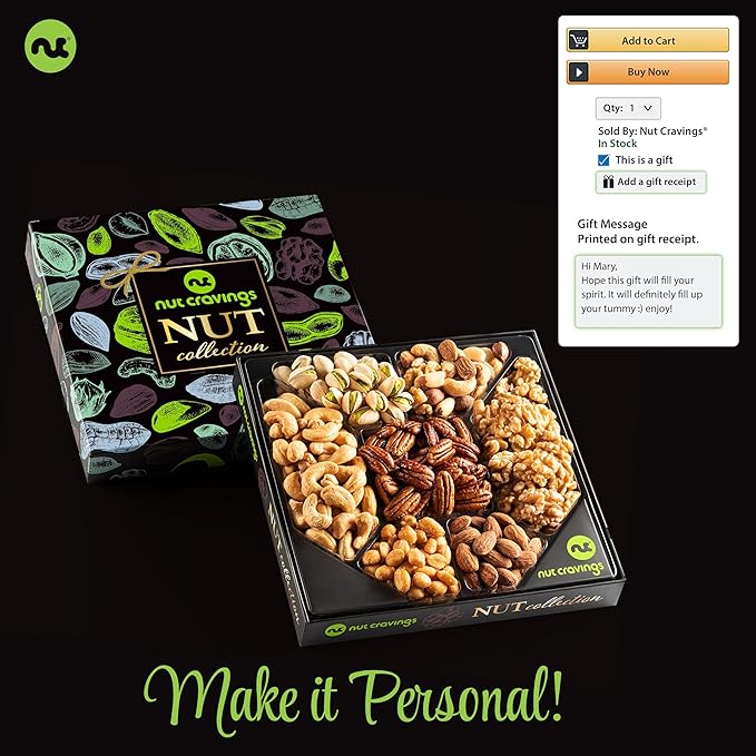 NUT CRAVINGS - Diwali Sweets Hamper Nut Collection Gift Basket in Elegant Box (7 Assortments) Food Arrangement, Healthy Snack Care Package, Food Assortments