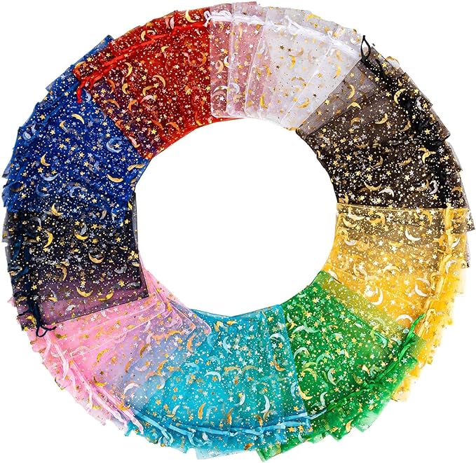 100 Pcs Mixed Colors Organza Gift Bags Small Jewelry Pouches Wedding Jewelry Bag 2x3 Inch Favour bags Lavender Bag for Wedding Birthday Party Christmas Candy Mesh Bags