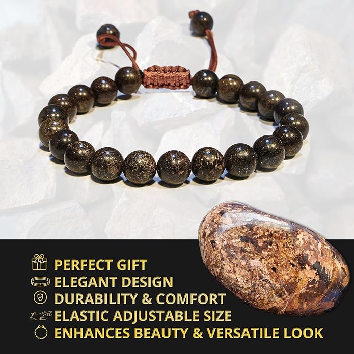 Energy Protection Crystal Handmade Adjustable Bead Bracelet Perfect for Men, Women’s Gift - Gemstone Healing Stretch Bracelet Pulsera Para Hombre Mujer Stocking Stuffer