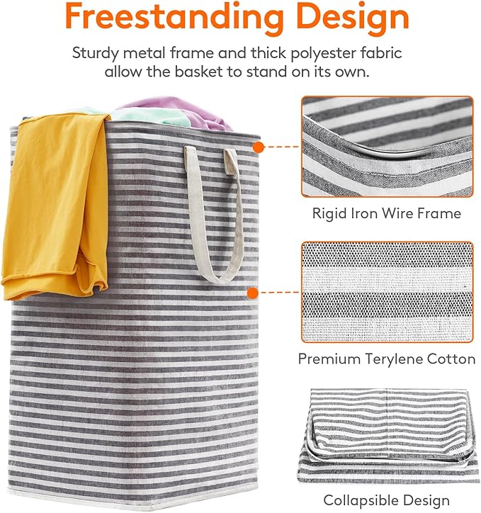 Lifewit 4 Pack Laundry Hamper Large Collapsible Laundry Baskets, Freestanding Waterproof Clothes Hamper with Easy Carry Handles in Laundry Room Bedroom Bathroom College Dorm for Adults, Black, 4 x 80L