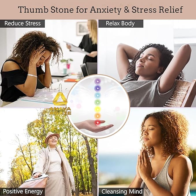 Pack of 12 Worry Stones Bulk Set – Wholesale Bulk Crystal Thumb Worry Stone for Anguish, Stress – Relaxing and Soothing Balance Stones for Meditation – Healing Stones and Crystals for Women and Men