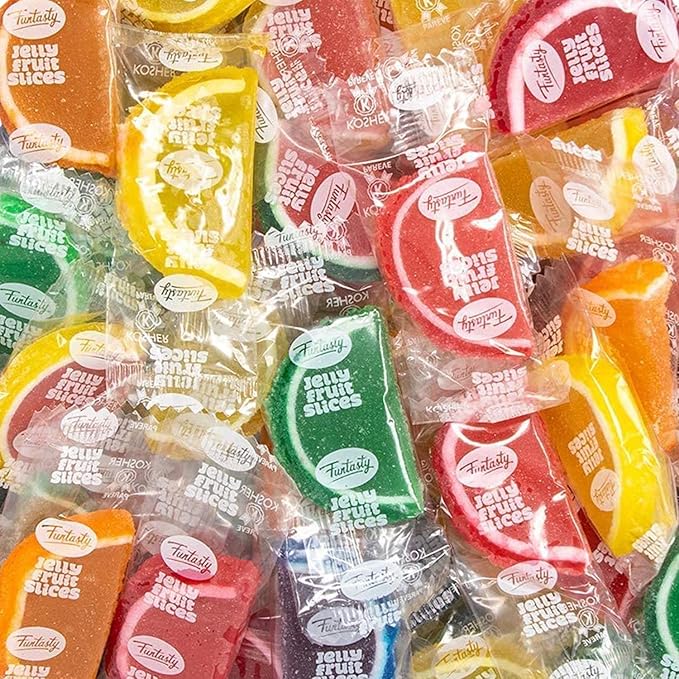 Fruit Slices - 2 Pound Bulk Pack (About 60 Count) - Jelly Candy - Assorted Flavors - Individually Wrapped Treats